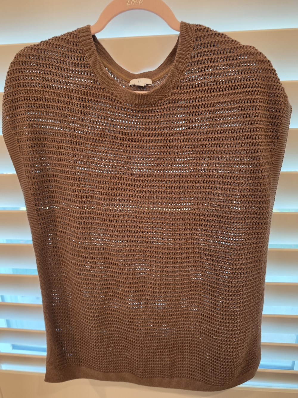 J. Jill Open-Knit Crewneck Sweater Vest in Brown